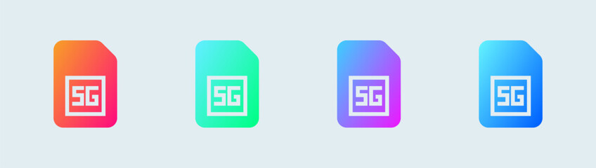 5 generation solid icon in gradient colors. Network signs vector illustration.