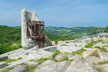 Ruins of the tower and the ancient city of Perperikon in Bulgaria - 617391243