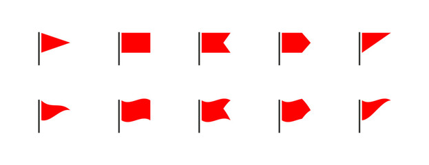 Red flag set icon. Isolated concept of pointer, tag and important sign. Vector illustration