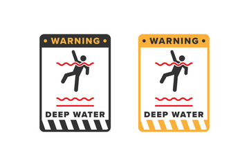 Deep water icon sign vector design, icon board warning not to swim because the water is very deep