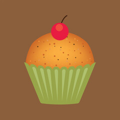Vector cupcake illustration.Hand drawn cupcakes.