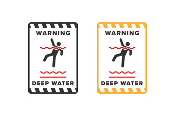 Deep water icon sign vector design, icon board warning not to swim because the water is very deep