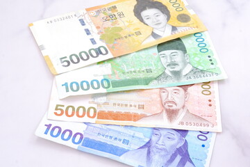 韓国の通貨、ウォンKRWの紙幣