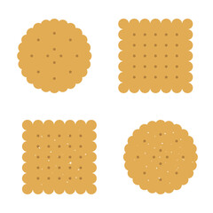Cracker logo icon sign Cracker with salt emblem Vector cookie icons Flat illustration of round and square crackers Fashion print for clothes greeting invitation card flyer banner poster cover book ad