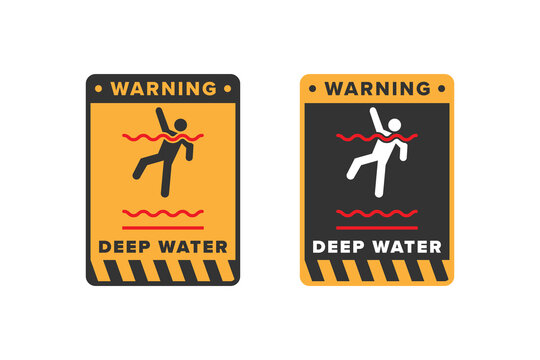 Deep water icon sign vector design, icon board warning not to swim because the water is very deep