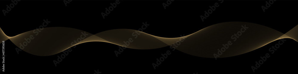 Poster vector wave dynamic gold lines. gold wave on black background. luxury background for your design. ve