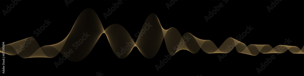 Poster vector wave dynamic gold lines. gold wave on black background. luxury background for your design. ve