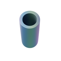 3d shape metallic pipe. Realistic abstract geometric glossy gradient template design illustration. Minimalist mockup isolated transparent png
