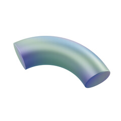 3d dimensional shape quarter donut geometric abstract metal. Realistic glossy gradient luxury template decorative design illustration. Minimalist bright donut mockup isolated transparent png