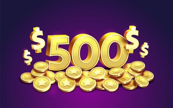 500 dollar coupon gift voucher, cash back banner special offer, casino winner. Vector illustration