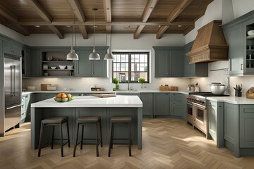 modern interior with kitchen