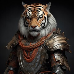 Fototapeta premium Tiger in samurai armor