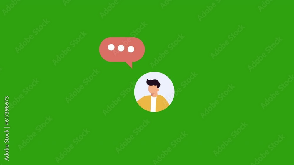 Poster man chat animation concept. motion animation