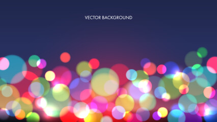 Abstract Colorful Bokeh Lights Background. Neon Lights, Night View or Party Lights Bokeh. Vector Illustration. - 617399808