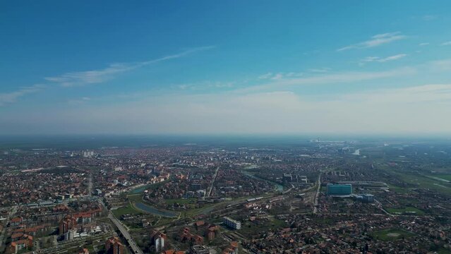 Aerial view of the city from a drone