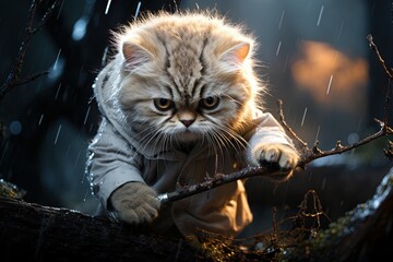 ultra cute killer cat kitten illustration generative ai