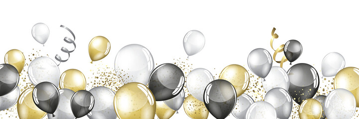 Color balloons and party pennants - Festive celebration design © Orkidia