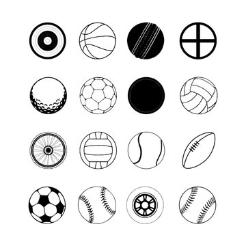 Set of balls for sport, activity and game. Set ball sports icons symbols.