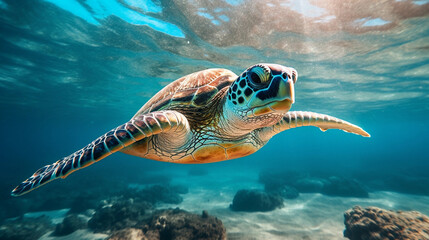 turtle swimming in the ocean