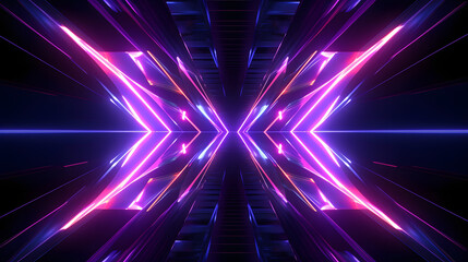 Obraz na płótnie Canvas Digital blue purple neon light geometric abstract graphic poster web page PPT background