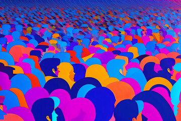 Obraz premium Nighttime Abstract Sci-Fi Crowd