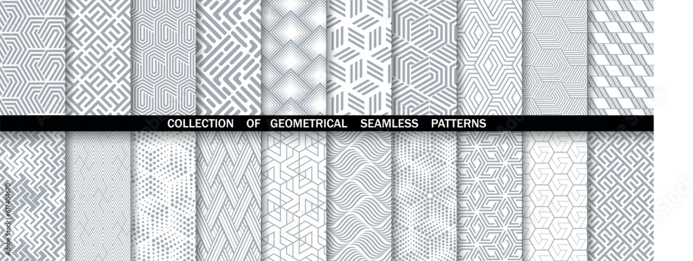 Leinwandbilder geometric set of seamless gray and white patterns. simpless vector graphics.