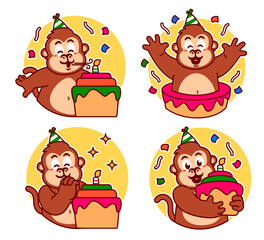 Birthday Monkey stickers