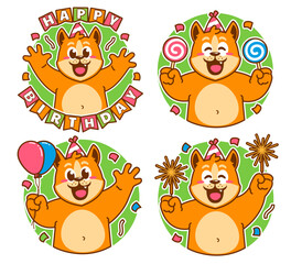 Obraz premium Birthday Shiba Inu stickers