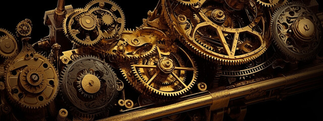 Fototapeta na wymiar clock background, generative, ai, machine, mechanical