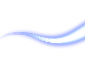 Abstract neon blue wave on transparent background