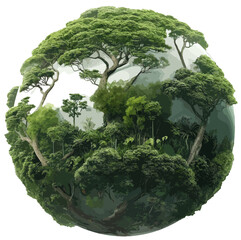 Green planet Earth adorned with trees, symbol of trees preservation