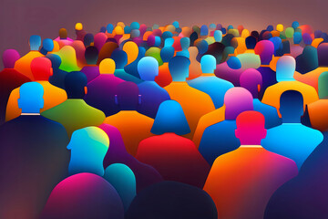 Spectrum Swarm - A Minimalistic Capture of Crowded People in Vibrant Colors and Bright Lighting