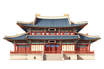Fototapeta premium wood Korean architecturetemple isolated on white