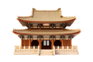 Fototapeta premium wood Korean architecturetemple isolated on white