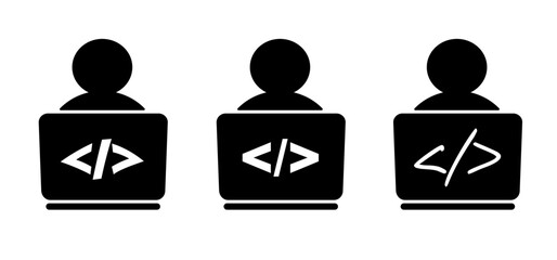 Cartoon tag, code icon. tags, HTML of XML, computer programmer or computer troubleshooting. Remote computer assistance. Browser, coding icon. Window, Api write code symbol. Software process. Help desk