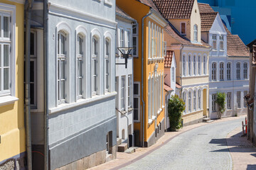 Facades at the old town of Aabenraa, Denmark