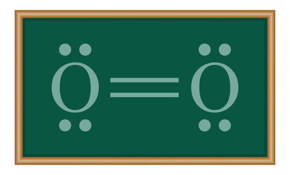 Lewis structure of O2 on white background. Chemistry resources for teachers and students.