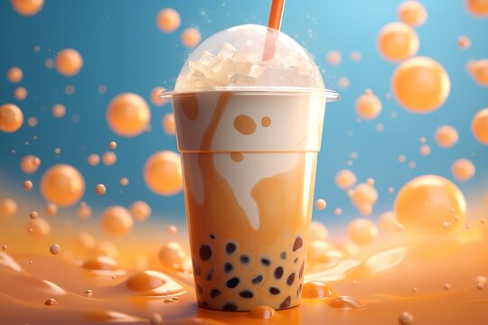 commercial photo of bubble tea boba milk tea