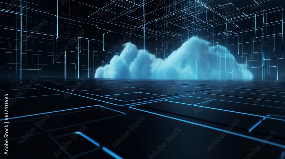 Poster cloud computing technology and blue line hi-tech pattern, network, internet of thing, connectivity, 
