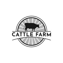 Retro Vintage Cattle Farm Emblem Label logo design