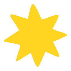 Hand drawn Sun painted with ink brush