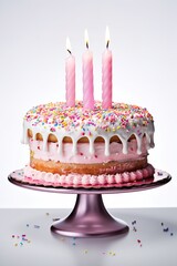 unique birthday cake with candles isolated on white background png