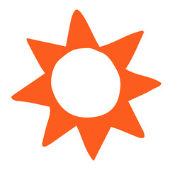 Hand drawn Sun painted with ink brush