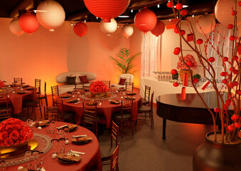 3D Rendering Chinese Restaurant