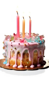 Birthday Cake With Candles Isolated On White Background Png