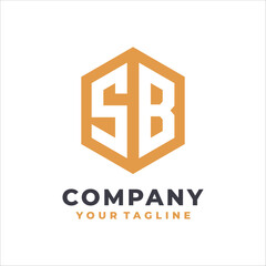 initial letter sb monogram polygon logo design