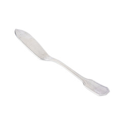 Old metal fish knife isolated over white background