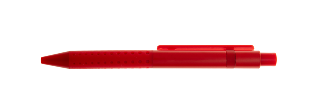 Red pen isolated on transparent, PNG. Office and school stationery