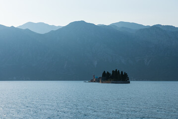 Perast from the sea. Lady of the Rock. Montenegro