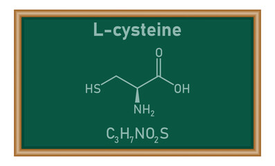 Chemical structure of L-cysteine (C3H7NO2S). Chemical resources for teachers and students. Physics resources for teachers and students.